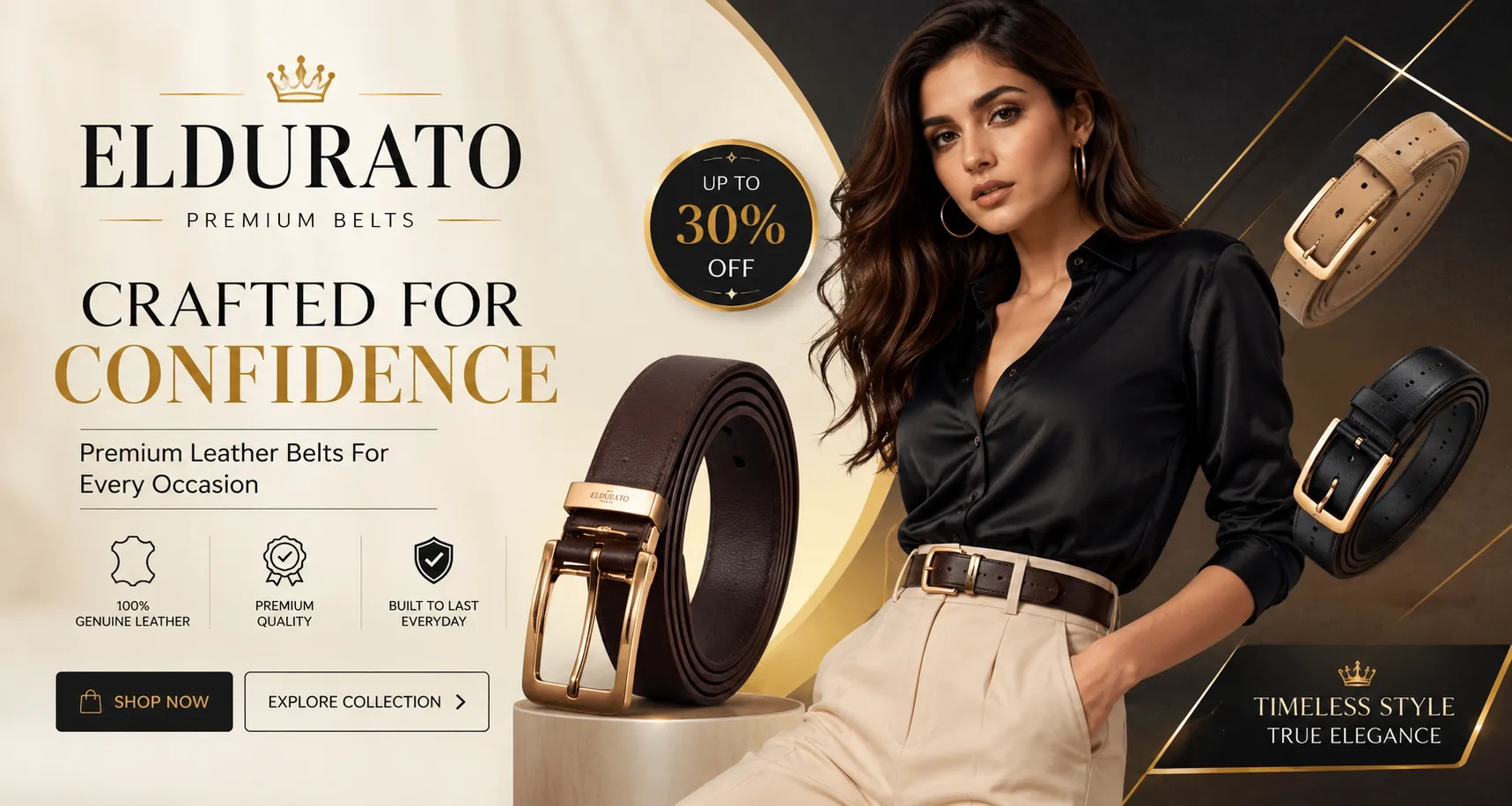 Buy premium genuine leather belts for men online at Eldurato - Best quality formal and casual belts